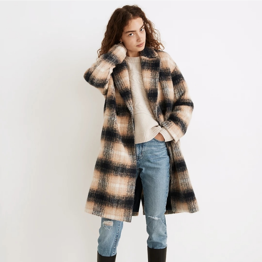 Courton Cocoon Coat in Plaid Medium